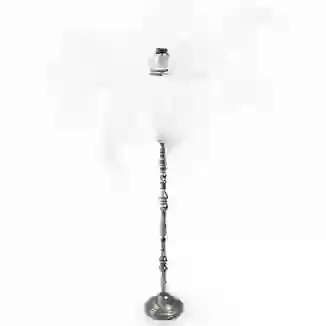 Large White Ostrich Feather Table Lamp on Silver Base